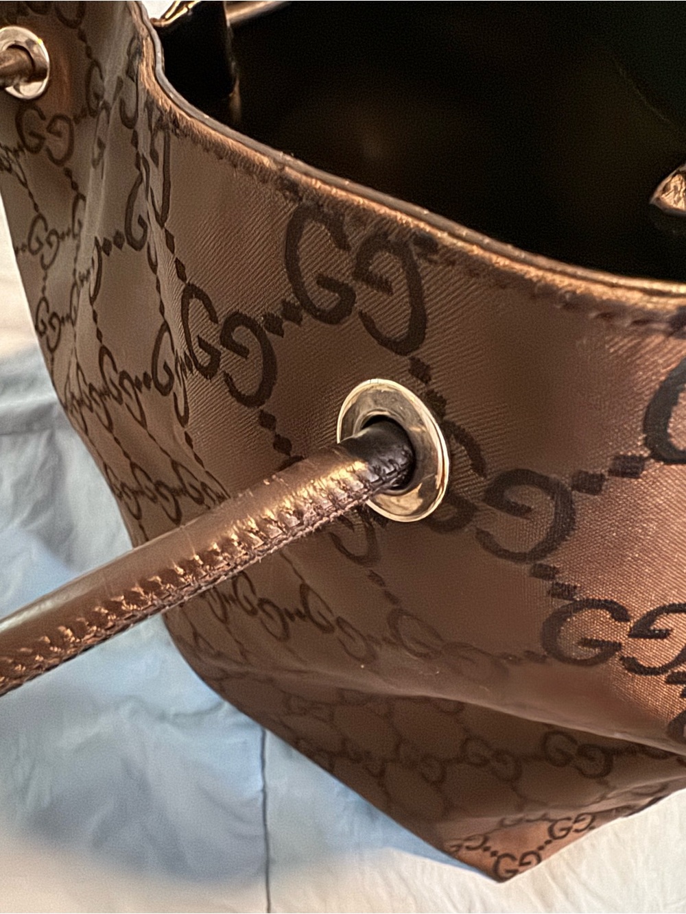 Gucci Black Monogram Tote Bag with Leather Straps - Picture 3 of 9